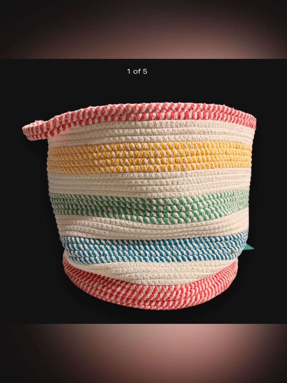 Target Color Block Woven Storage Basket in White & Red Like New